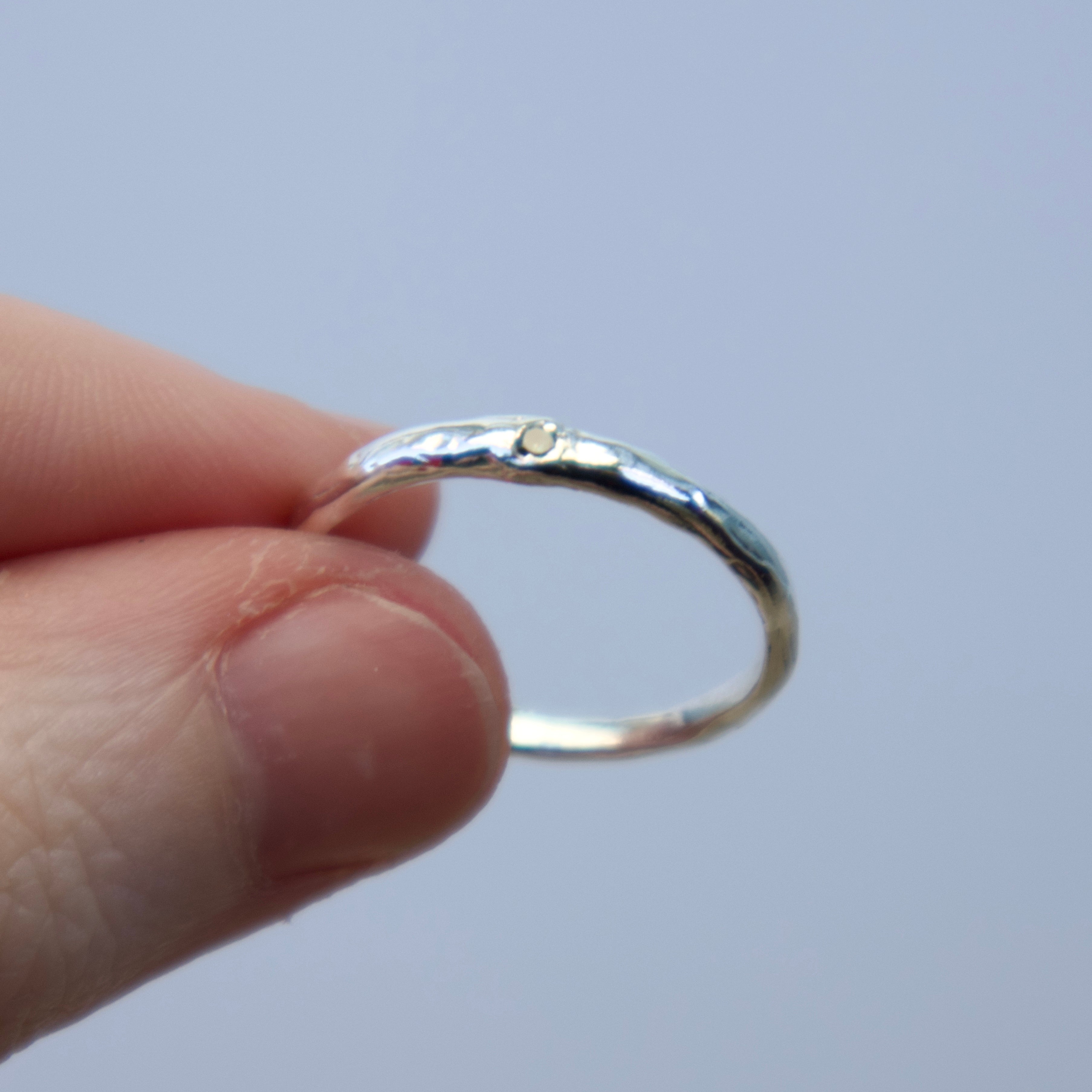 Sterling silver Candy Stacker Ring with lab-grown green tourmaline. alternative fine jewellery handmade by Billy Tooth in Auckland, New Zealand.