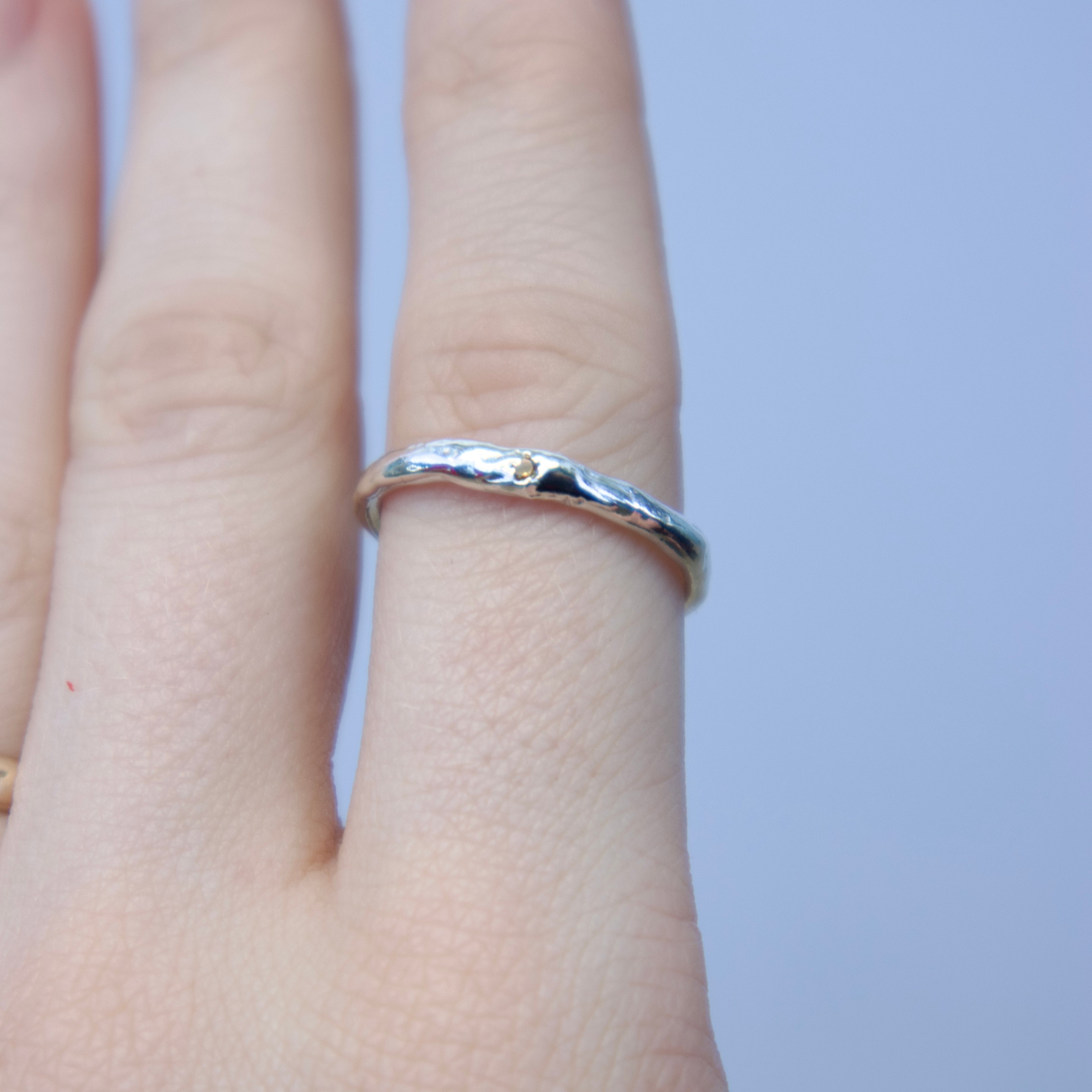Sterling silver Candy Stacker Ring with lab-grown yellow sapphire. alternative fine jewellery handmade by Billy Tooth in Auckland, New Zealand.