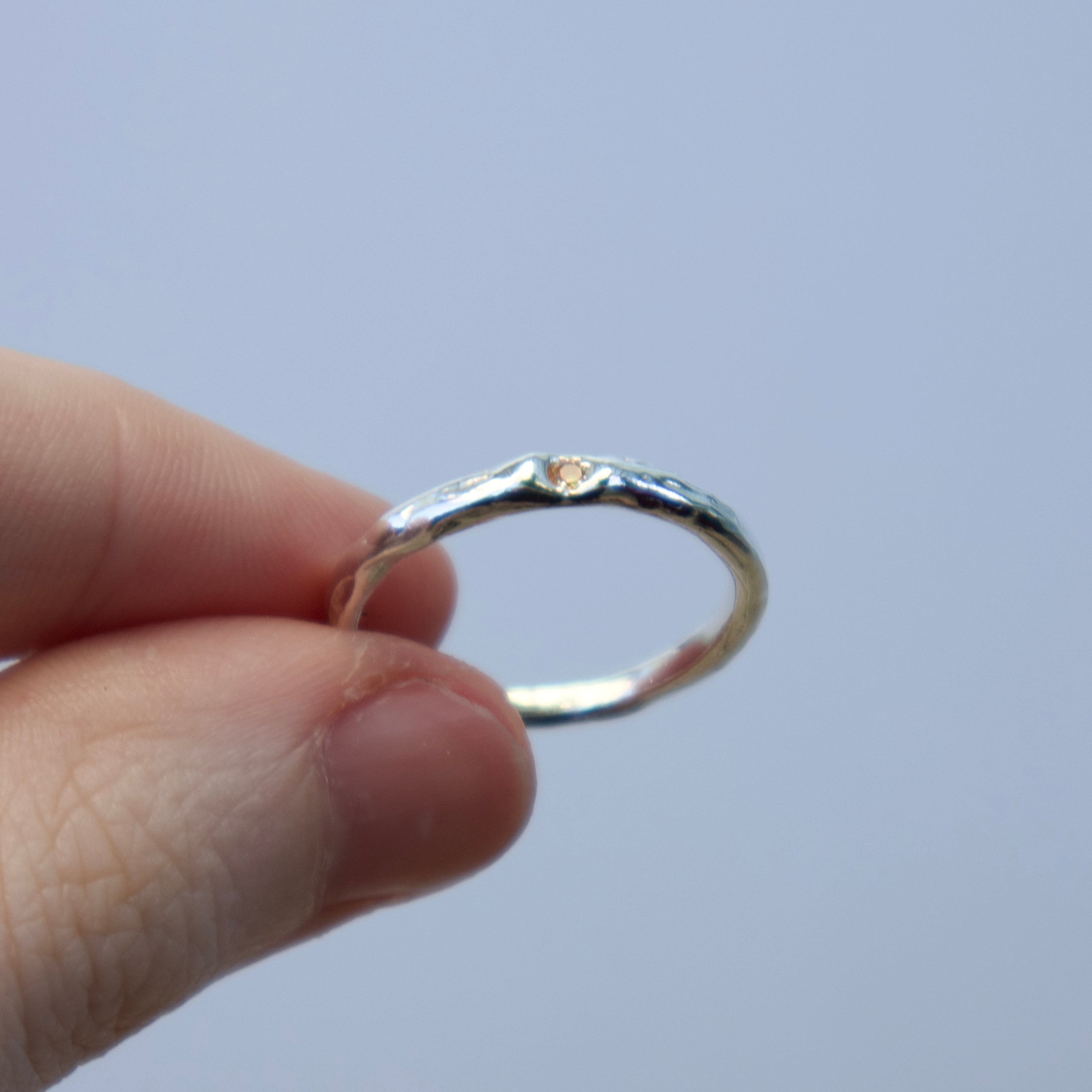 Sterling silver Candy Stacker Ring with lab-grown yellow sapphire. alternative fine jewellery handmade by Billy Tooth in Auckland, New Zealand.
