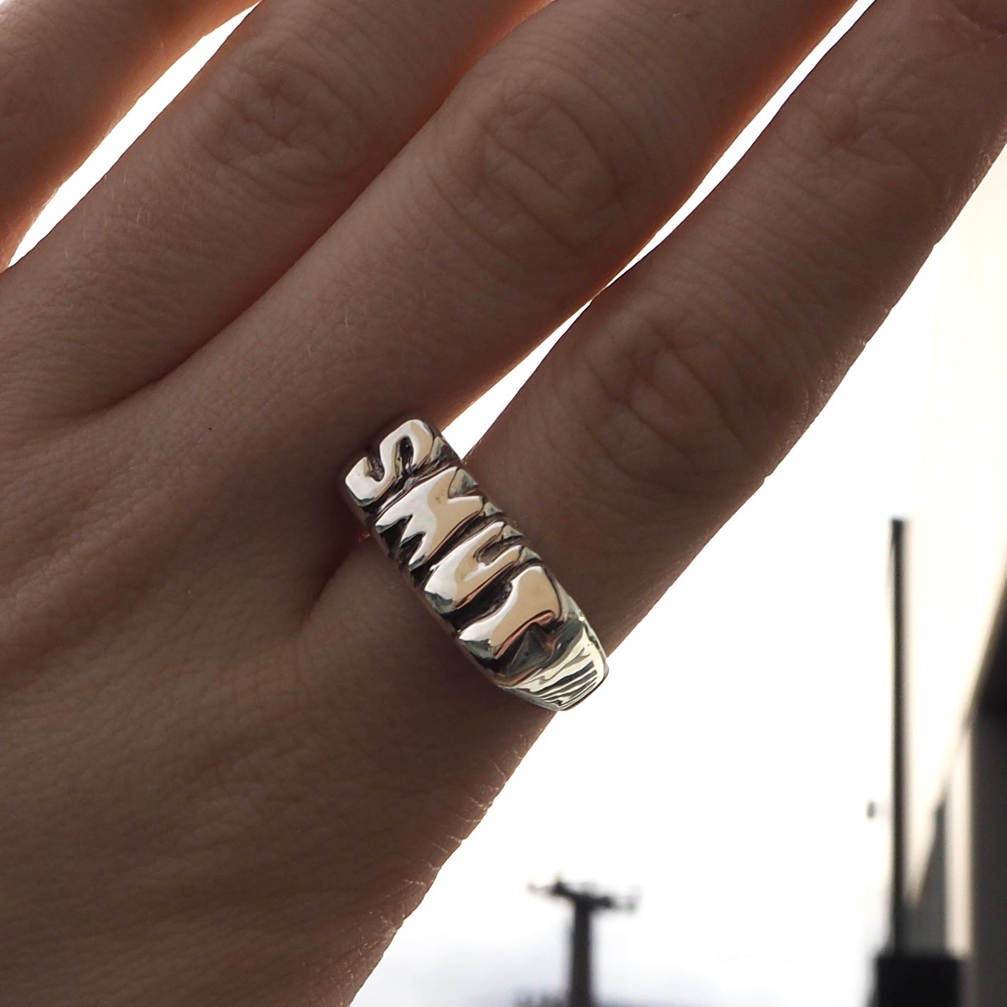 Love Letter Signet - Wide - Sterling Silver