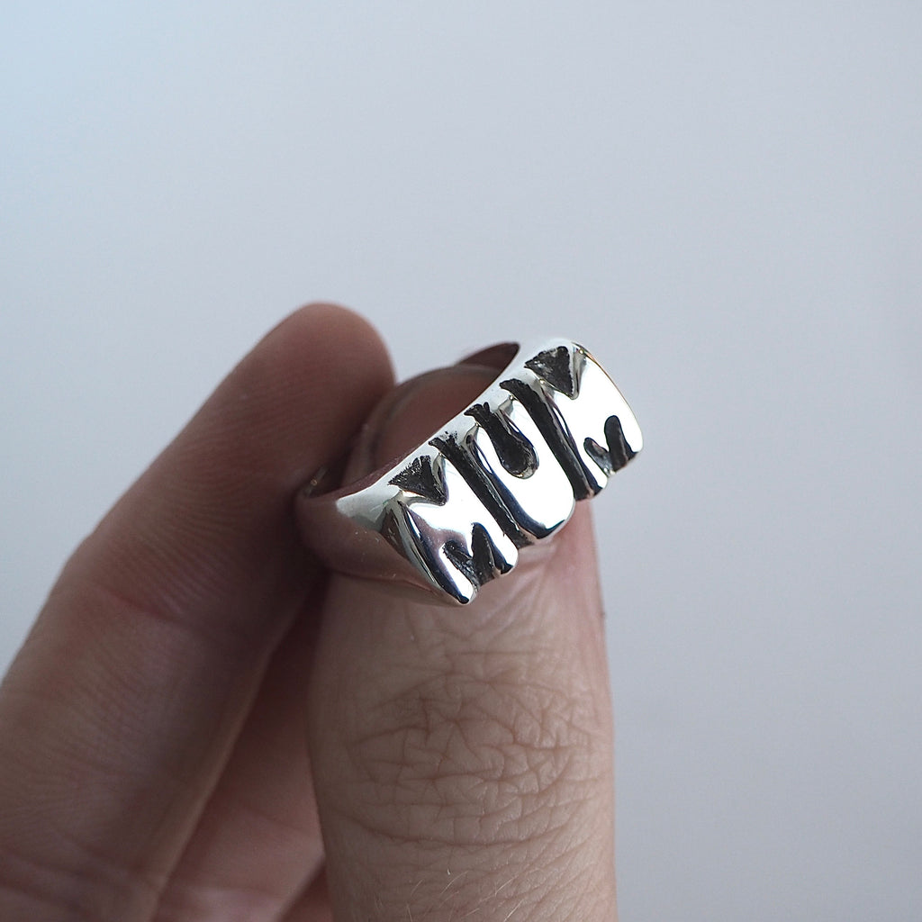 Love Letter Signet - Wide - Sterling Silver