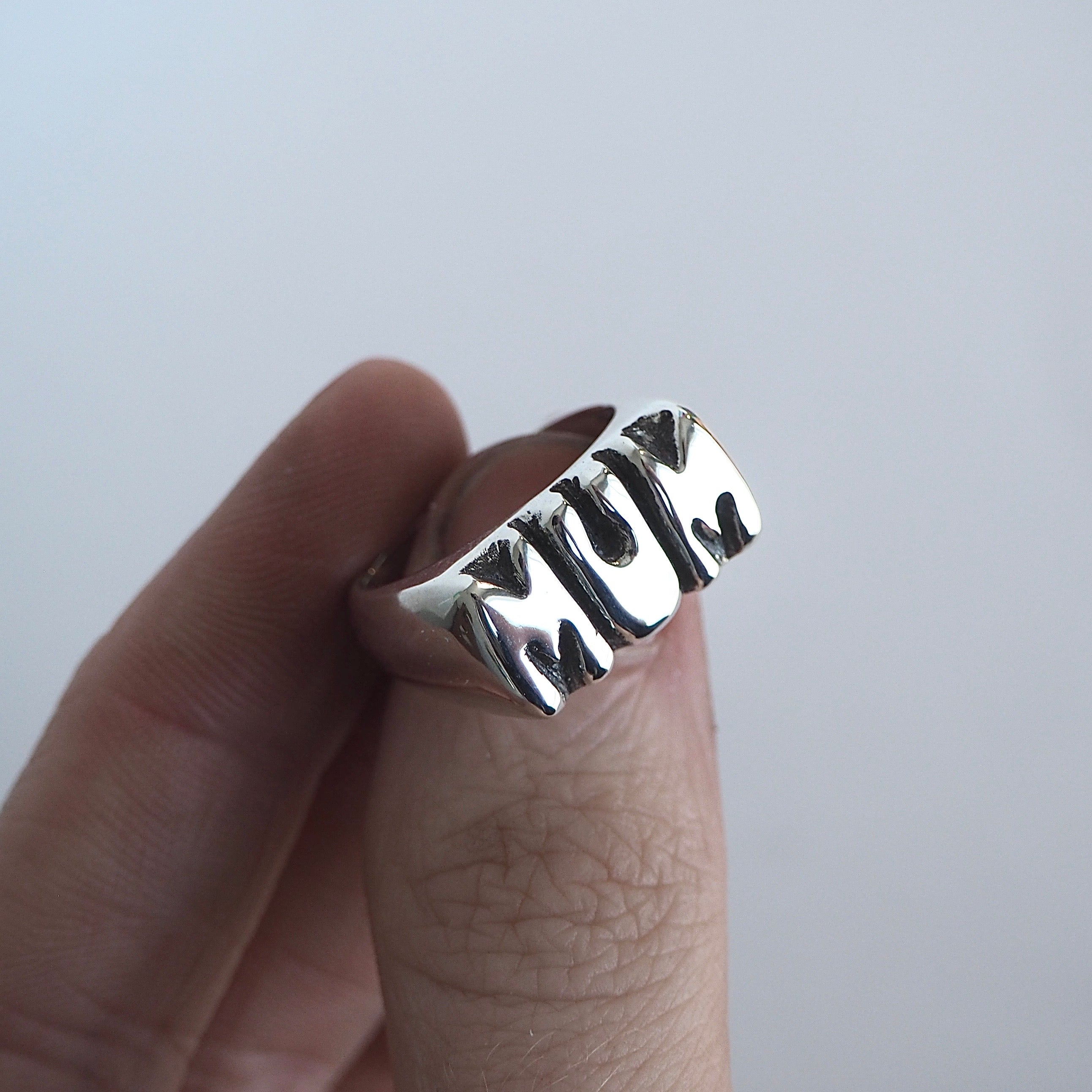 Love Letter Signet - Wide - Sterling Silver